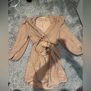 Nude pink wrap dress